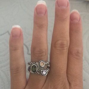 3 stone silver cable ring